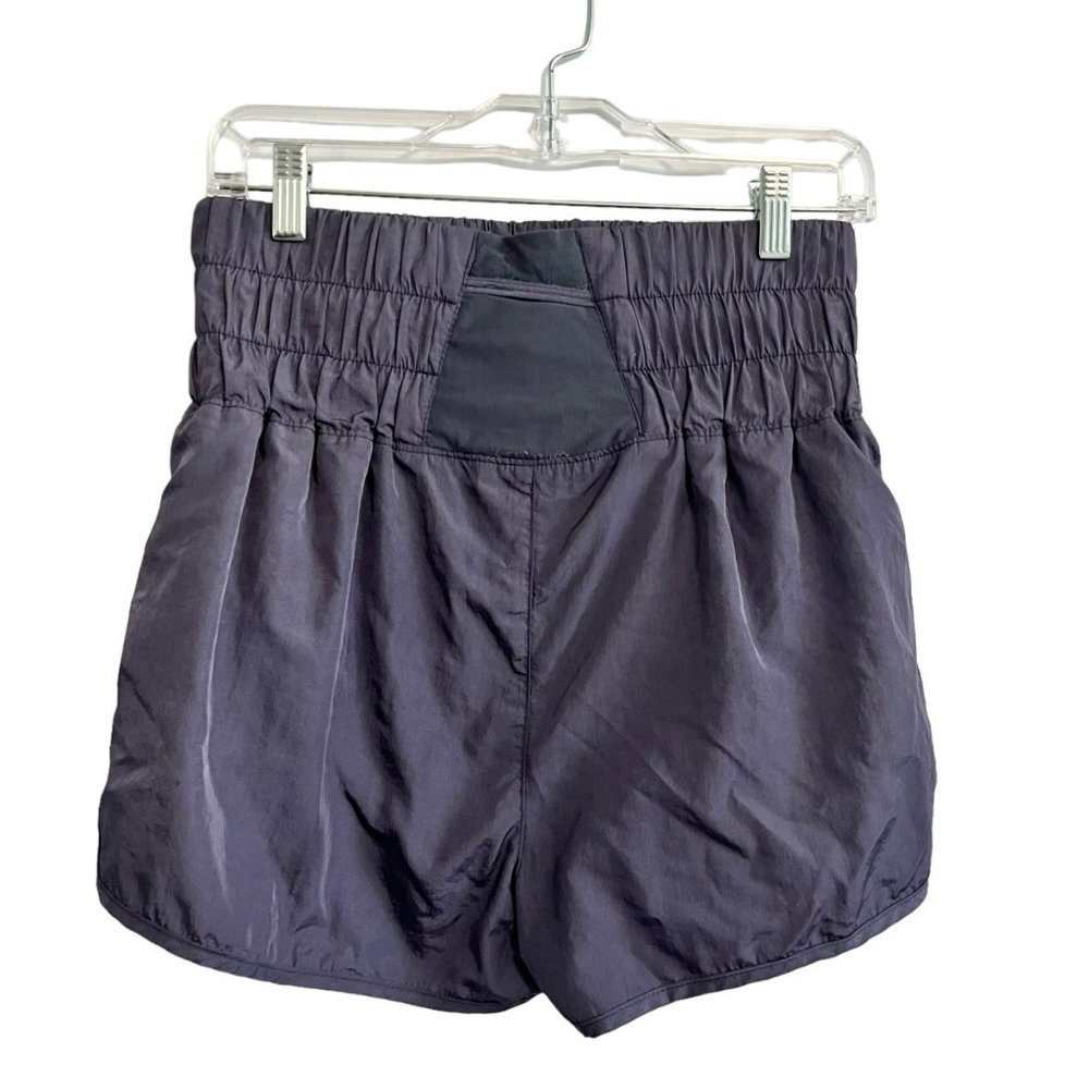 FREE PEOPLE THE WAY HOME SHORTS BLUE MEDIUM HIGH WAISTED NYLON SMOCKED WAISTBAND - Picture 2 of 8